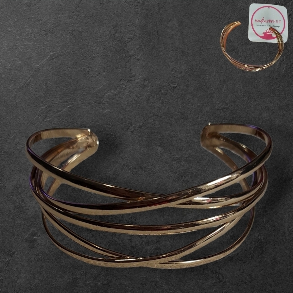 NWT NADINE WEST Twisted Gold Modern Cuff Bracelet